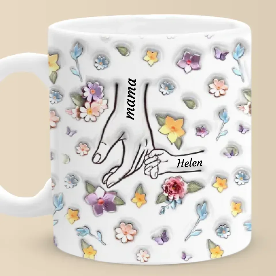 Mom, you hold my hand - personalized 3D mug